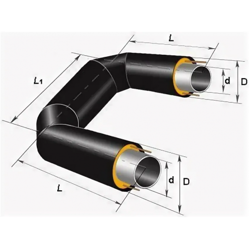 П-образный компенсатор ППУ ОЦ тип 2 Ст20 57х3х40,95х1000 мм ГОСТ 10704-91